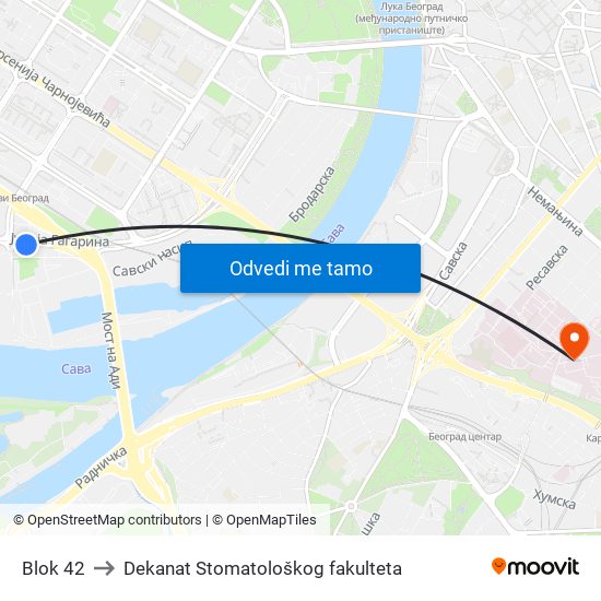 Blok 42 to Dekanat Stomatološkog fakulteta map