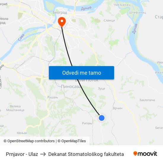 Prnjavor - Ulaz to Dekanat Stomatološkog fakulteta map