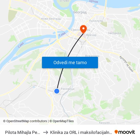 Pilota Mihajla Petrovića to Klinika za ORL i maksilofacijalnu hirurgiju map