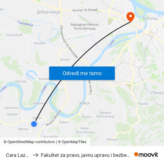 Cara Lazara to Fakultet za pravo, javnu upravu i bezbednost map