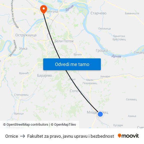 Ornice to Fakultet za pravo, javnu upravu i bezbednost map