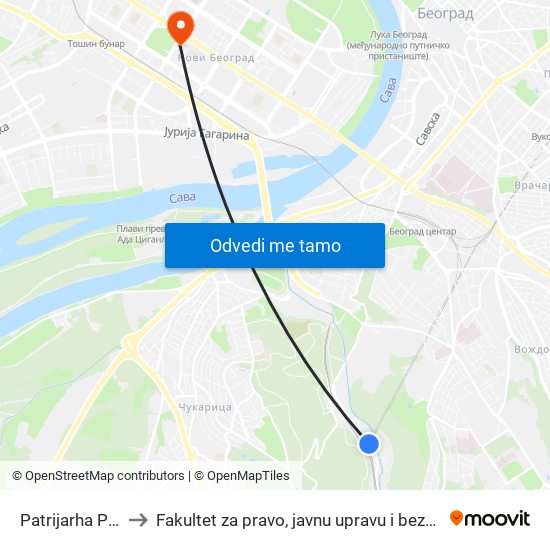 Patrijarha Pavla to Fakultet za pravo, javnu upravu i bezbednost map