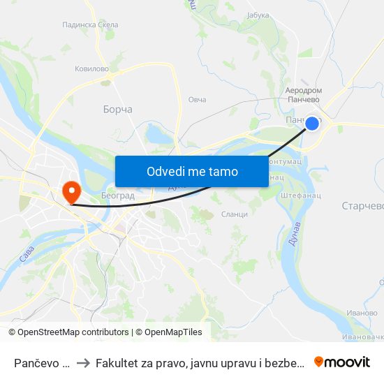 Pančevo As to Fakultet za pravo, javnu upravu i bezbednost map