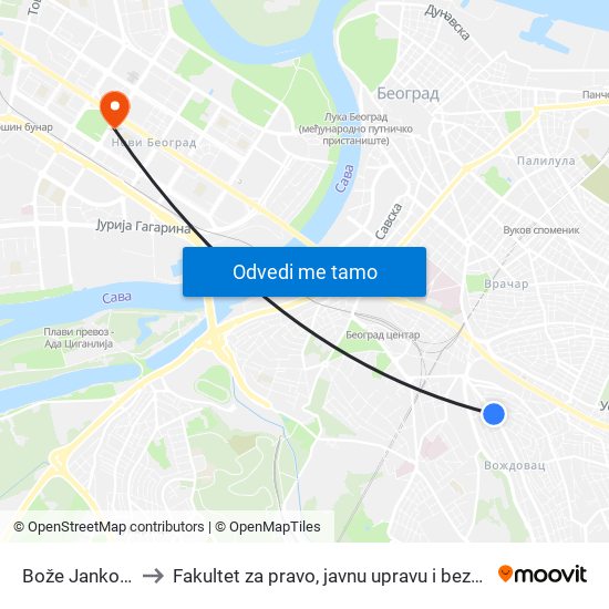 Bože Jankovića to Fakultet za pravo, javnu upravu i bezbednost map