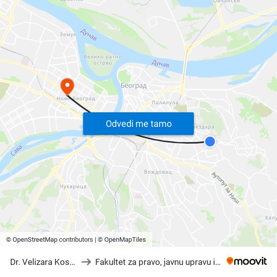 Dr. Velizara Kosanovića to Fakultet za pravo, javnu upravu i bezbednost map