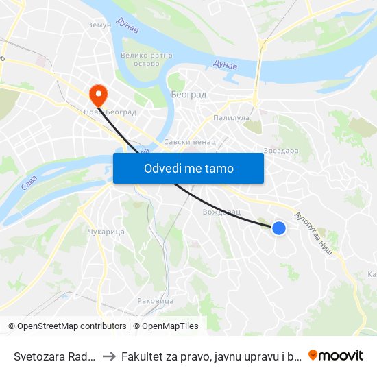 Svetozara Radojčića to Fakultet za pravo, javnu upravu i bezbednost map