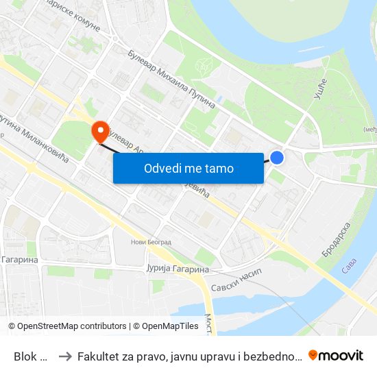 Blok 21 to Fakultet za pravo, javnu upravu i bezbednost map