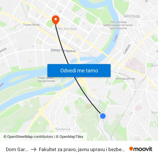 Dom Garde to Fakultet za pravo, javnu upravu i bezbednost map