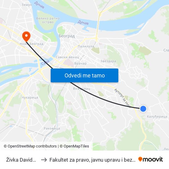 Živka Davidovića to Fakultet za pravo, javnu upravu i bezbednost map