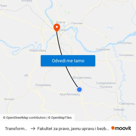 Transformator to Fakultet za pravo, javnu upravu i bezbednost map