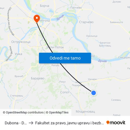 Dubona - Dom to Fakultet za pravo, javnu upravu i bezbednost map