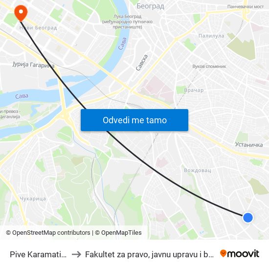 Pive Karamatijevića to Fakultet za pravo, javnu upravu i bezbednost map