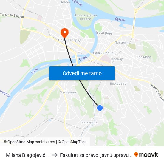 Milana Blagojevića Španca to Fakultet za pravo, javnu upravu i bezbednost map