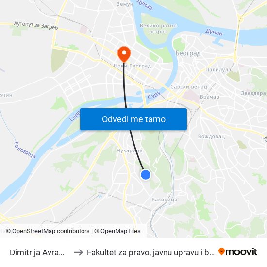 Dimitrija Аvramovića to Fakultet za pravo, javnu upravu i bezbednost map