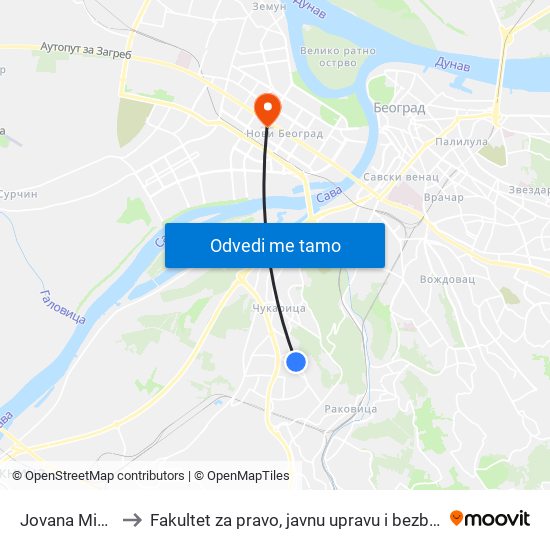 Jovana Mikića to Fakultet za pravo, javnu upravu i bezbednost map