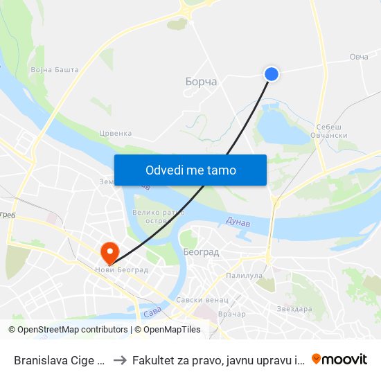 Branislava Cige Jerinića to Fakultet za pravo, javnu upravu i bezbednost map