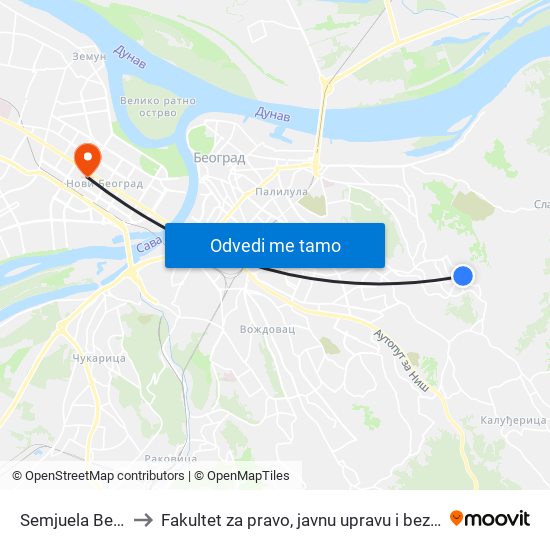 Semjuela Beketa to Fakultet za pravo, javnu upravu i bezbednost map