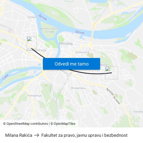 Milana Rakića to Fakultet za pravo, javnu upravu i bezbednost map