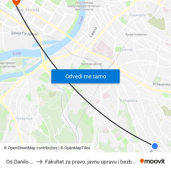 Oš Danilo Kiš to Fakultet za pravo, javnu upravu i bezbednost map