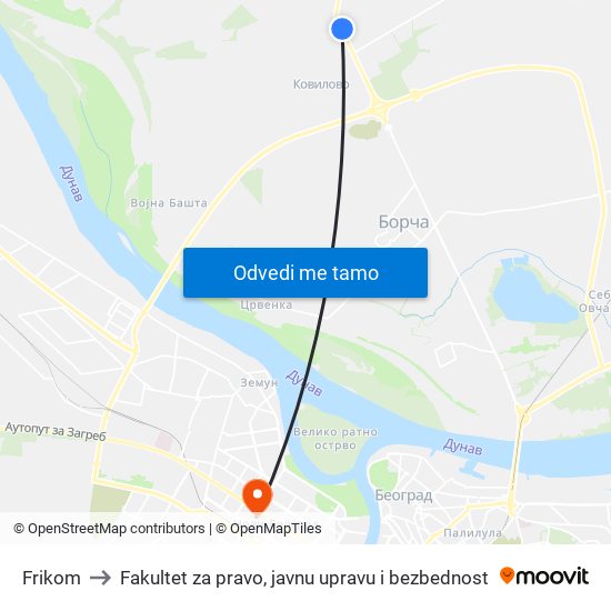 Frikom to Fakultet za pravo, javnu upravu i bezbednost map