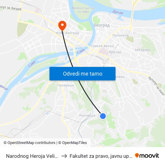 Narodnog Heroja Velizara Stankovića to Fakultet za pravo, javnu upravu i bezbednost map