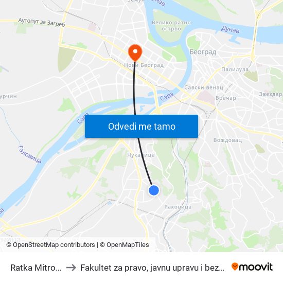 Ratka Mitrovića to Fakultet za pravo, javnu upravu i bezbednost map