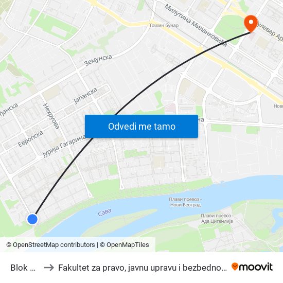 Blok 45 to Fakultet za pravo, javnu upravu i bezbednost map