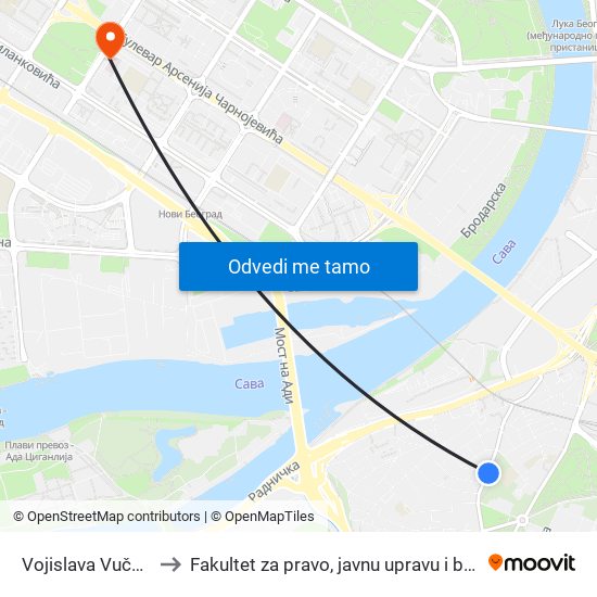 Vojislava Vučkovića to Fakultet za pravo, javnu upravu i bezbednost map