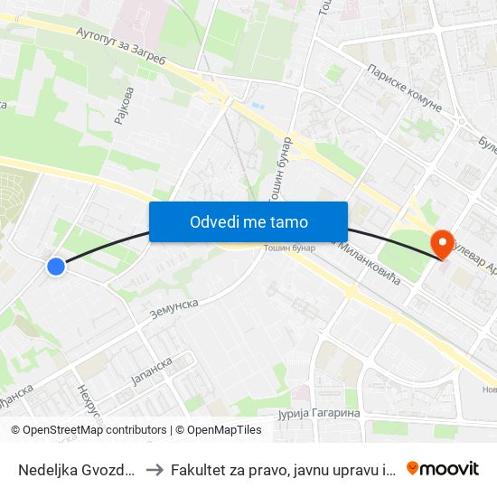 Nedeljka Gvozdenovića to Fakultet za pravo, javnu upravu i bezbednost map