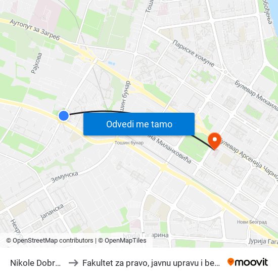 Nikole Dobrovića to Fakultet za pravo, javnu upravu i bezbednost map