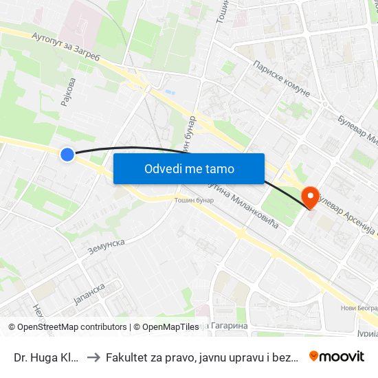 Dr. Huga Klajna to Fakultet za pravo, javnu upravu i bezbednost map