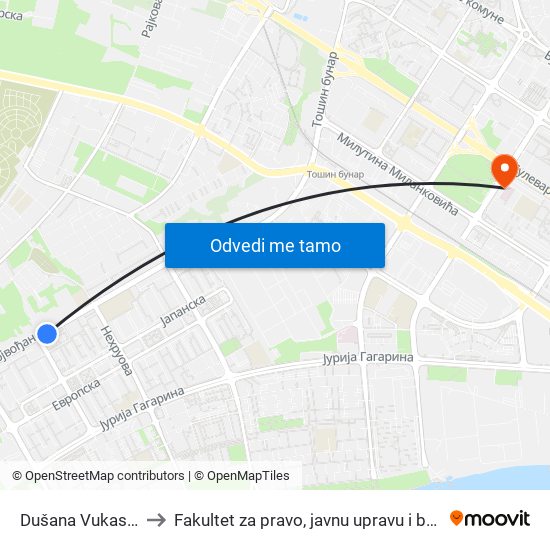 Dušana Vukasovića to Fakultet za pravo, javnu upravu i bezbednost map