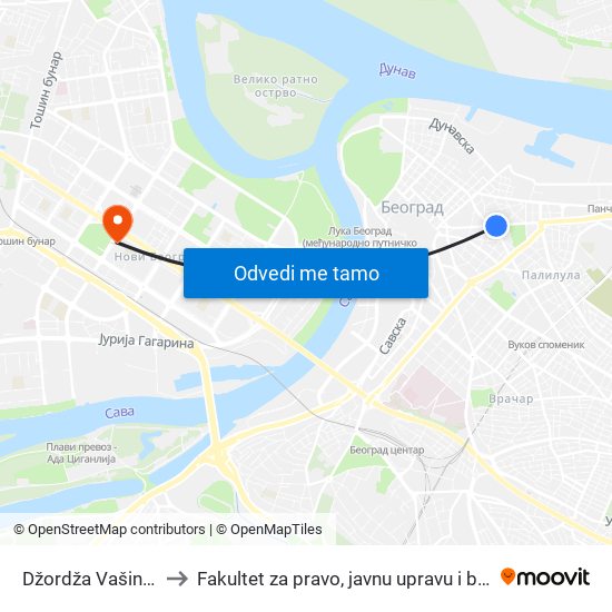 Džordža Vašingtona to Fakultet za pravo, javnu upravu i bezbednost map