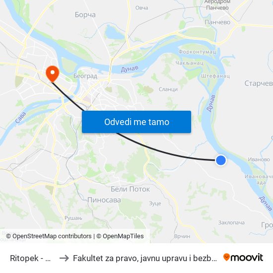 Ritopek - Ulaz to Fakultet za pravo, javnu upravu i bezbednost map