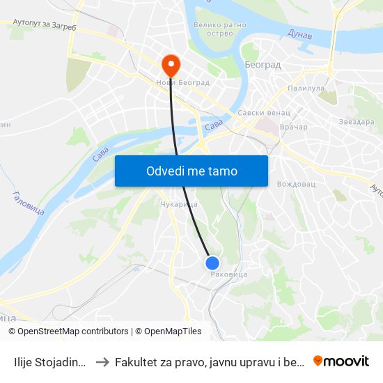 Ilije Stojadinovića to Fakultet za pravo, javnu upravu i bezbednost map