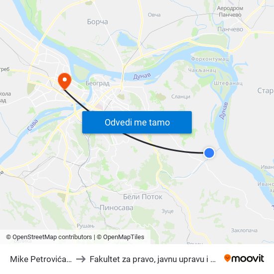 Mike Petrovića Alasa to Fakultet za pravo, javnu upravu i bezbednost map