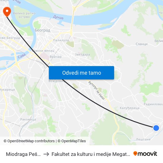 Miodraga Pešića to Fakultet za kulturu i medije Megatrend map