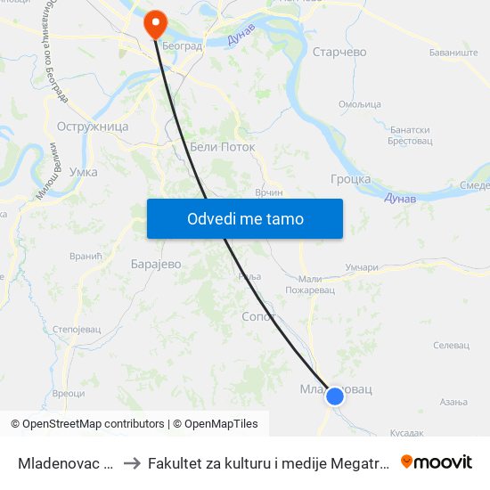 Mladenovac As to Fakultet za kulturu i medije Megatrend map