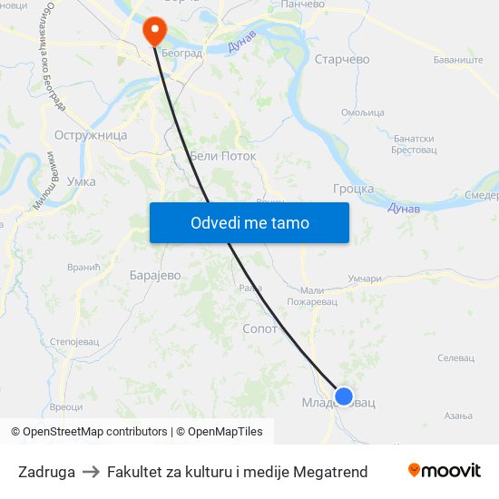 Zadruga to Fakultet za kulturu i medije Megatrend map