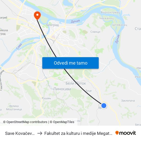 Save Kovačevića to Fakultet za kulturu i medije Megatrend map