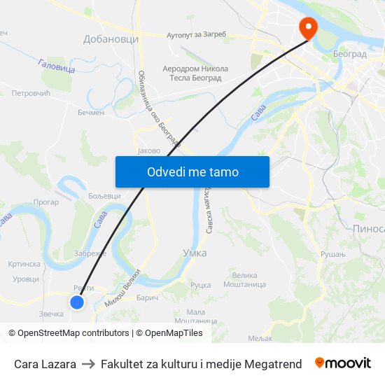 Cara Lazara to Fakultet za kulturu i medije Megatrend map