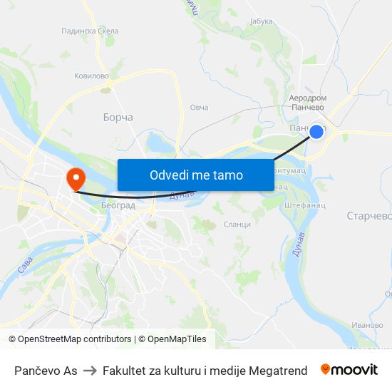 Pančevo As to Fakultet za kulturu i medije Megatrend map