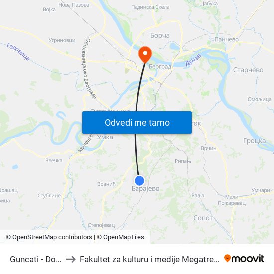 Guncati - Dom to Fakultet za kulturu i medije Megatrend map