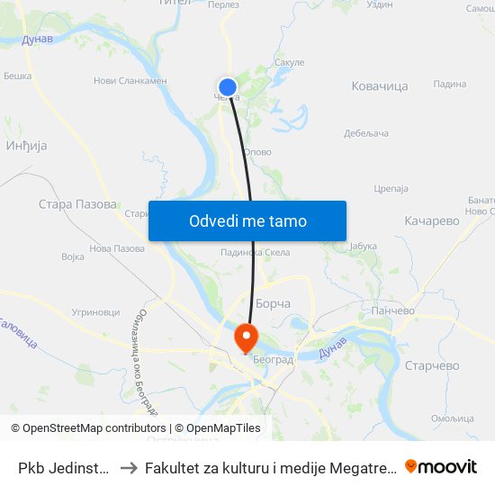 Pkb Jedinstvo to Fakultet za kulturu i medije Megatrend map