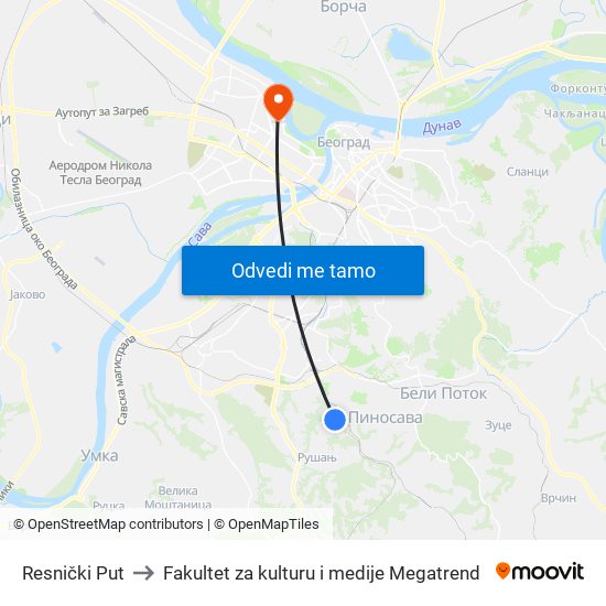 Resnički Put to Fakultet za kulturu i medije Megatrend map