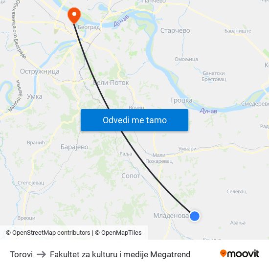 Torovi to Fakultet za kulturu i medije Megatrend map