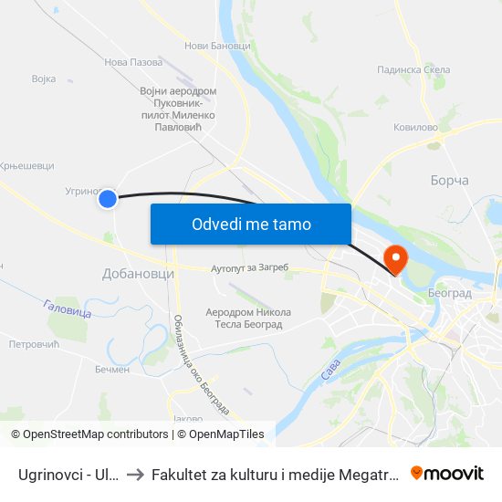Ugrinovci - Ulaz to Fakultet za kulturu i medije Megatrend map
