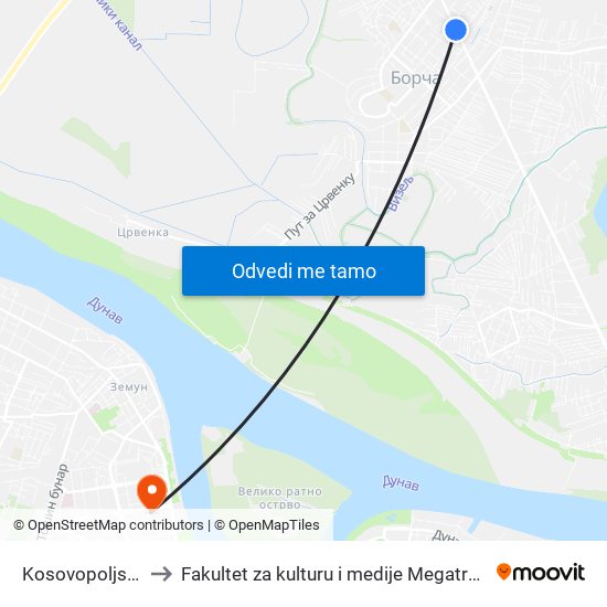 Kosovopoljska to Fakultet za kulturu i medije Megatrend map