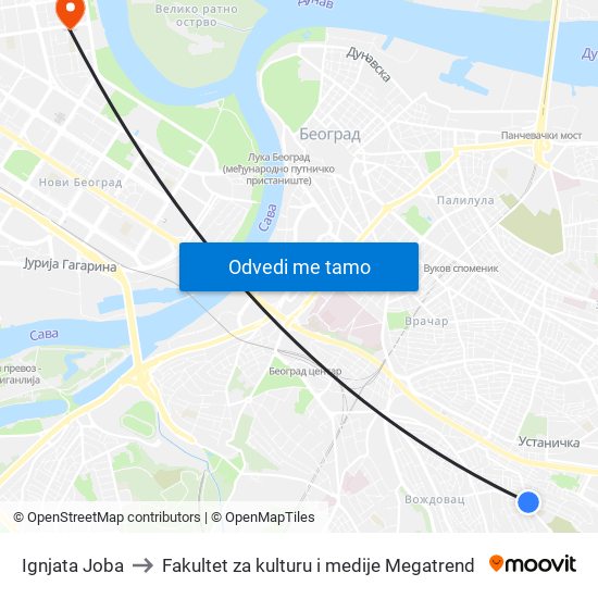 Ignjata Joba to Fakultet za kulturu i medije Megatrend map