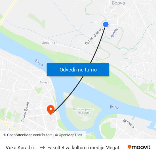 Vuka Karadžića to Fakultet za kulturu i medije Megatrend map